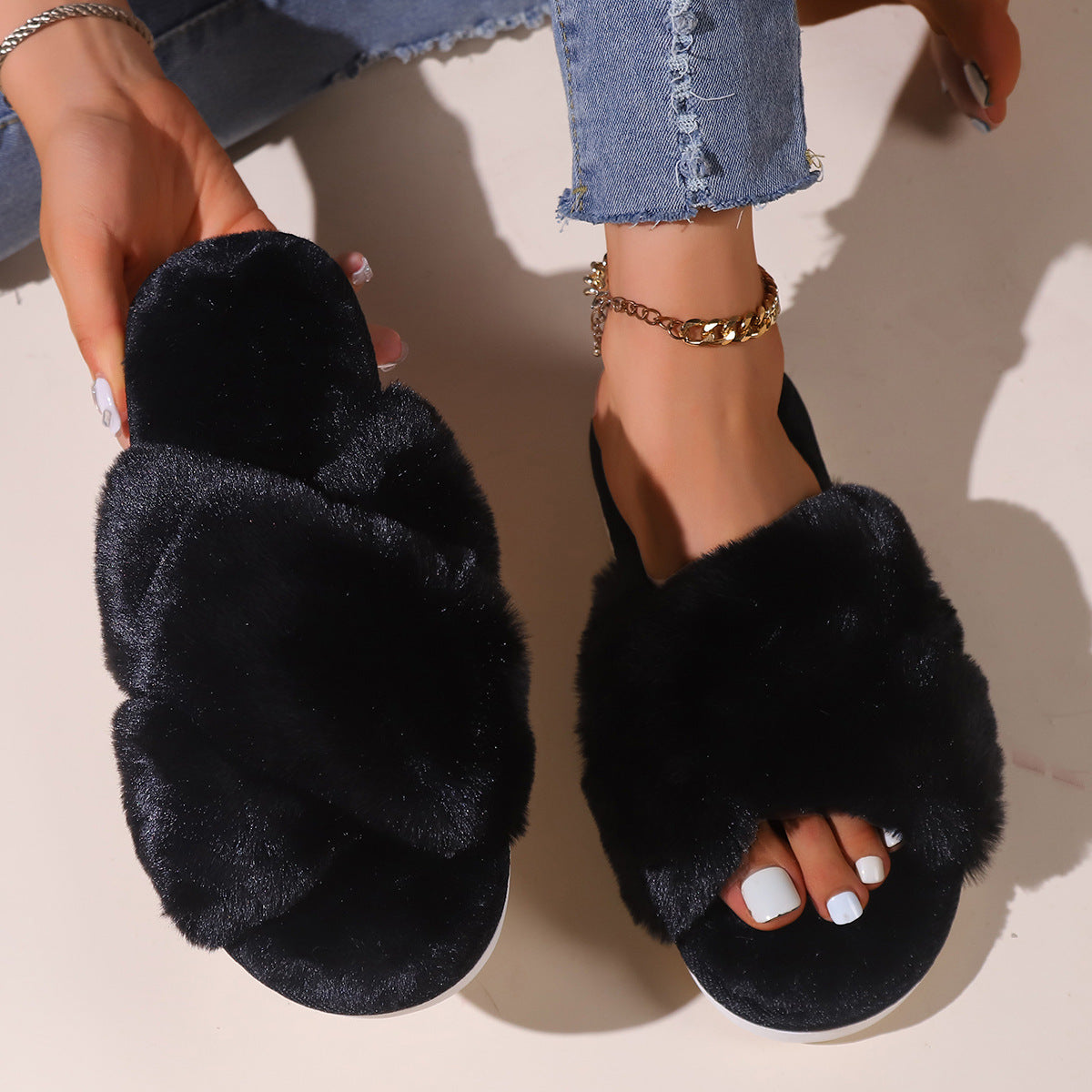 Plush Lazy Cotton Slippers